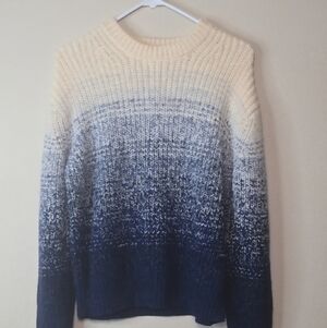 POLO Ralph Lauren Ombre Knit Sweater - Cream and Navy Wool Cashmere Blend Size S